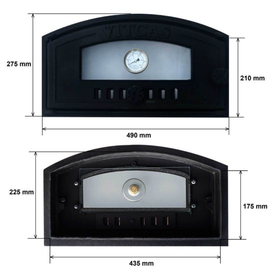 Napoli - Pizzaovnslåge med glas og termometer 490 x 280 mm.